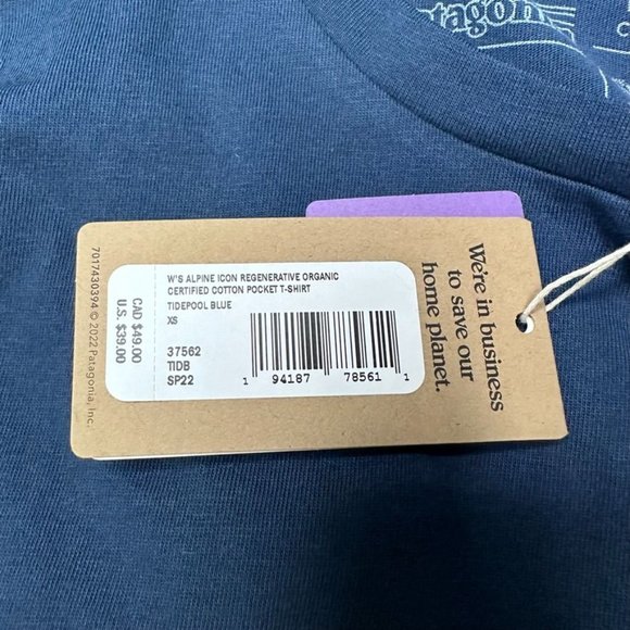 Patagonia Women's Alpine Icon Regenerative Organic Cotton Pocket Tee NWT Size XS - Picture 13 of 13